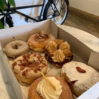The Goods - (top) Brown Butter Sea Salt & Nutella Buttercream; (mid) Vermont Maple Bacon & Peanut Butter Brownie; (bot) Citrus Dream & Seasonal Berry - Donuts Near Me - Carlsbad, California The Goods - (top) Brown Butter Sea Salt & Nutella Buttercream; (mid) Vermont Maple Bacon & Peanut Butter Brownie; (bot) Citrus Dream & Seasonal Berry - Donuts Near Me - Carlsbad, California
