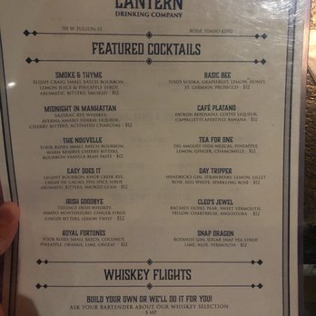 The Gas Lantern Drinking Company - Cocktail menu (August 2021) - Beer, Wine & Spirits Near Me - Boise, Idaho
