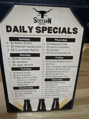 Menu photo 1 The Stetson Bar San Antonio, TX Menu photo 1 The Stetson Bar San Antonio, TX