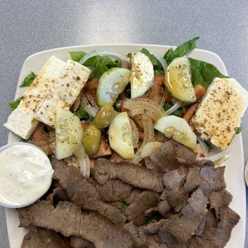 Izmir Gyro House - Greek Salad with Gyro Meat extra feta - Mediterranean Near Me - Bellevue, Nebraska Izmir Gyro House - Greek Salad with Gyro Meat extra feta - Mediterranean Near Me - Bellevue, Nebraska