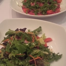 Beef carpaccio with rocket (far side). Insalata mista (rocket,  feta, avocado and cranberry salad, I think!)