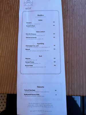 Menu photo 3 Bar West Portland, OR