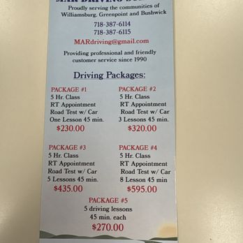 Mar Driving School - New Update Driving school packages effective as of 02-01-26. - Driving Schools Near Me - Brooklyn, New York Mar Driving School - New Update Driving school packages effective as of 02-01-26. - Driving Schools Near Me - Brooklyn, New York