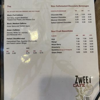 Zweet Cafe - Teas, chocolate drinks, and smoothies menu - Coffee & Tea Near Me - Los Angeles, California Zweet Cafe - Teas, chocolate drinks, and smoothies menu - Coffee & Tea Near Me - Los Angeles, California
