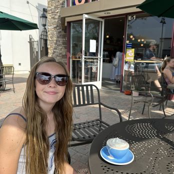 Oslo Coffee - Rylin with her hot chocolate - Coffee & Tea Near Me - Ladera Ranch, California