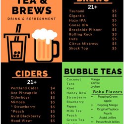 Bubble Tea & Brews - MENU