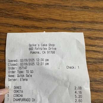 Spike's Cake Shop - $4.16 charge, didn't get my full order. When I called they told me this was my mistake. - Bakeries Near Me - Pomona, California Spike's Cake Shop - $4.16 charge, didn't get my full order. When I called they told me this was my mistake. - Bakeries Near Me - Pomona, California