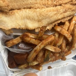 Basa fish with the yams and fries. It was bussin Basa fish with the yams and fries. It was bussin