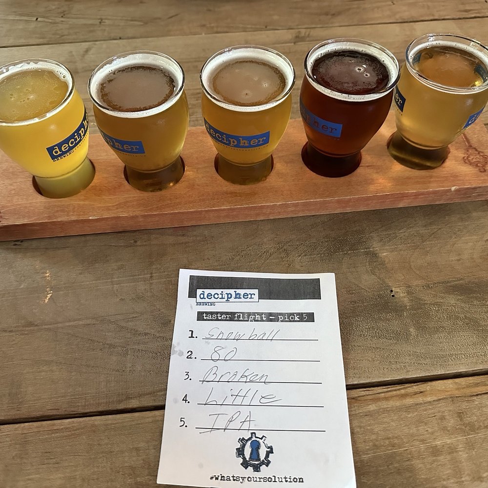 Decipher Brewing - Beer flight - Breweries Near Me - Charlottesville, Virginia Decipher Brewing - Beer flight - Breweries Near Me - Charlottesville, Virginia