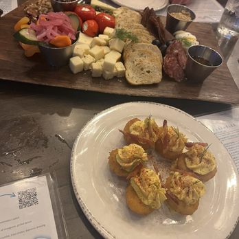 The Oakmont - fried deviled eggs and charcuterie board - American Near Me - Indianapolis, Indiana The Oakmont - fried deviled eggs and charcuterie board - American Near Me - Indianapolis, Indiana