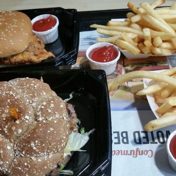 Habit Burger & Grill - Top is chicken sandwich, bottom is tri tip steak sandwich. Yummy fries! - Burgers Near Me - Gilroy, California
