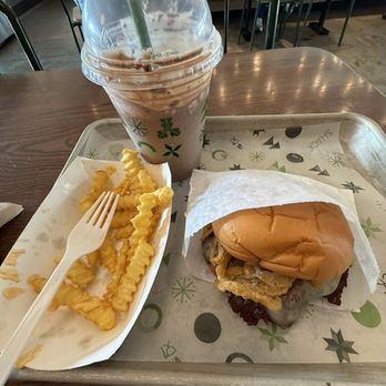 Shake Shack Chapel Hill - Black Truffle Burger, Chocolate Yule Log Shake, and Cheese Fries - Burgers Near Me - Chapel Hill, North Carolina