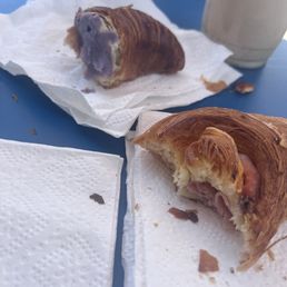 Ube moon and ham/cheese croissant Ube moon and ham/cheese croissant