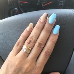 Beautiful exactly what I wanted & again Ana never disappoints. #nailsbyAna #bluenails #naildesignpalms
