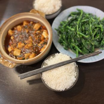 Peppercorn Station - Sauté pea shoots and Mopo Tofu Plate - Szechuan Near Me - New York, New York Peppercorn Station - Sauté pea shoots and Mopo Tofu Plate - Szechuan Near Me - New York, New York