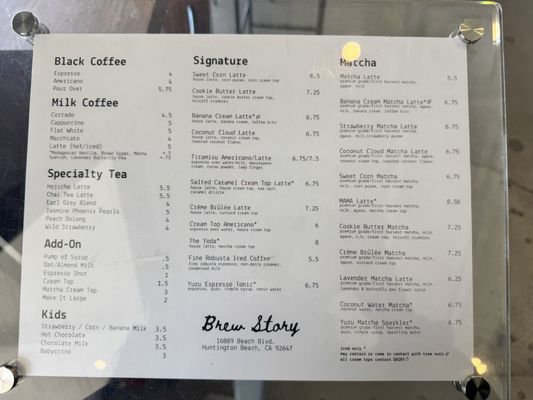Menu photo 2 Brew Story Huntington Beach, CA