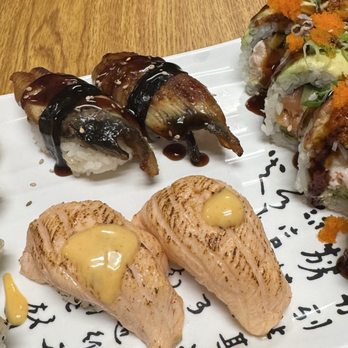 Sushi Maki - Unagi and Seared Salmon - Sushi Bars Near Me - Burien, Washington Sushi Maki - Unagi and Seared Salmon - Sushi Bars Near Me - Burien, Washington