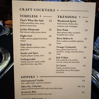 The Woolworth - Cocktail menu - Cocktail Bars Near Me - Dallas, Texas The Woolworth - Cocktail menu - Cocktail Bars Near Me - Dallas, Texas