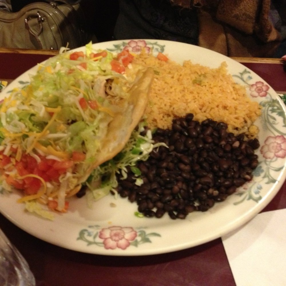 Rancho Viejo - Chicken chalupa with black beans and rice. - Mexican Near Me - Post Falls, Idaho Rancho Viejo - Chicken chalupa with black beans and rice. - Mexican Near Me - Post Falls, Idaho