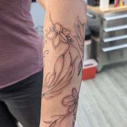 Banyan Tree Tattoo - Butterfly koi and flowers created by Tommy