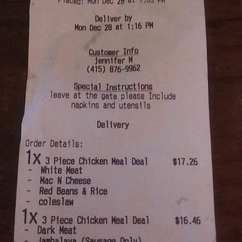 Krispy Krunchy Chicken - This is my receipt showing what I ordered - Fast Food Near Me - San Francisco, California Krispy Krunchy Chicken - This is my receipt showing what I ordered - Fast Food Near Me - San Francisco, California