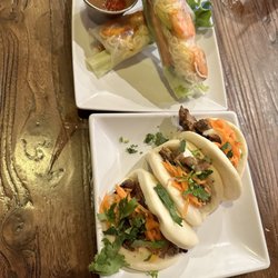 Bao Steamed Buns w/Grilled Chicken Springrolls w/Grilled Shrimp