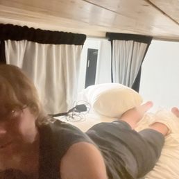 Icing my leg after long bike ride in a pod in the bunkhouse. Icing my leg after long bike ride in a pod in the bunkhouse.