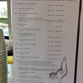 Furai Chicken - Menu as of 3/4/23 - Korean Near Me - Irvine, California