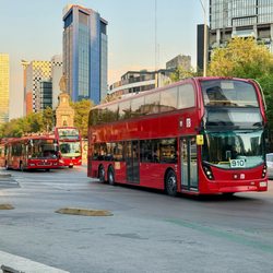 Monumento a Cuauhtémoc - 3 Buses Rojos