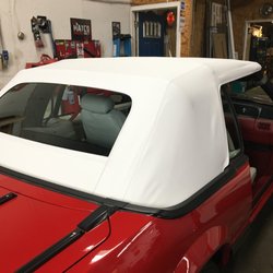 Merrillville Auto Glass & Trim - New top on a 1991 Ford Mustang Convertible brite white