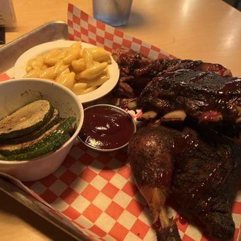 The "I Want It All" BBQ Platter with Mac & Cheese and Grilled Zucchini