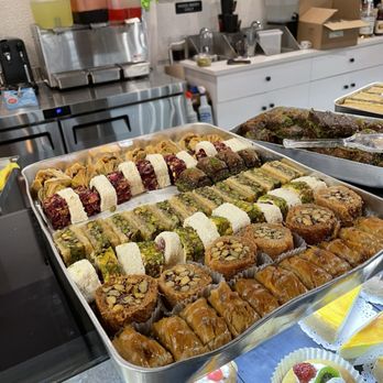 Beyrut Espresso - a variety of pastries on display - Desserts Near Me - Revere, Massachusetts