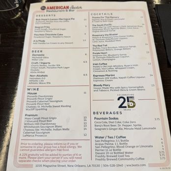 The American Sector - Menu 2 - Cajun/Creole Near Me - New Orleans, Louisiana The American Sector - Menu 2 - Cajun/Creole Near Me - New Orleans, Louisiana
