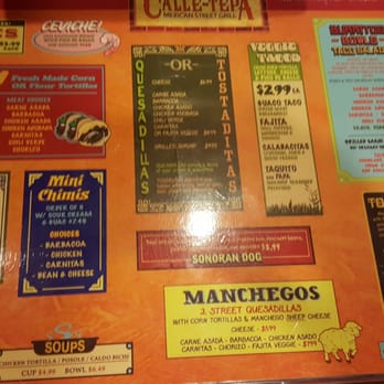 Calle Tepa - The menu. - Mexican Near Me - Tucson, Arizona