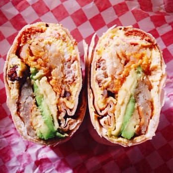 Cafe De Olla - All in one Breakfast Burrito. $6.95 comes with hot sauce! - American Near Me - Burbank, California Cafe De Olla - All in one Breakfast Burrito. $6.95 comes with hot sauce! - American Near Me - Burbank, California