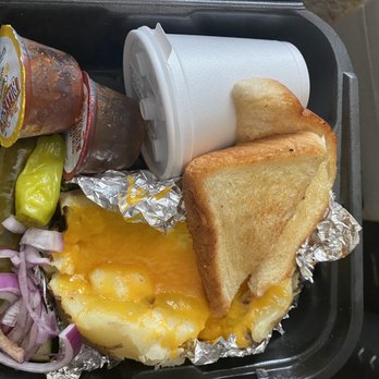 Billy Sims BBQ - Stuff baked potato . Had put the brisket on it yet though. - Barbeque Near Me - Lawton, Oklahoma Billy Sims BBQ - Stuff baked potato . Had put the brisket on it yet though. - Barbeque Near Me - Lawton, Oklahoma