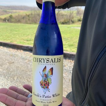 Chrysalis Vineyards - Sarah's patio white, a sweet white wine. - Wine Tasting Room Near Me - Middleburg, Virginia Chrysalis Vineyards - Sarah's patio white, a sweet white wine. - Wine Tasting Room Near Me - Middleburg, Virginia