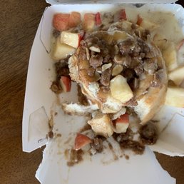 Caramel Apple Roll without nuts. I started eating before I took the picture.  Oops! you would have done the same. :)