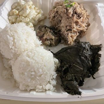 Faithful Grinds - $21 Hawaiian plate, missing is the lomi lomi salmon. - Hawaiian Near Me - Kahului, Hawaii Faithful Grinds - $21 Hawaiian plate, missing is the lomi lomi salmon. - Hawaiian Near Me - Kahului, Hawaii