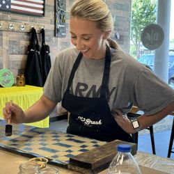 Boards & Brush - The wood stain process at work