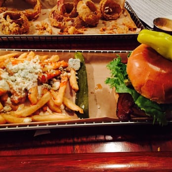 Hops Burger Bar - Diablo burger and buffalo fries - Burgers Near Me - Greensboro, North Carolina Hops Burger Bar - Diablo burger and buffalo fries - Burgers Near Me - Greensboro, North Carolina