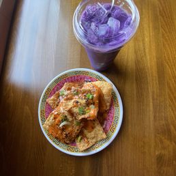 Gochu crunch rangoons & Ube Horchata Gochu crunch rangoons & Ube Horchata