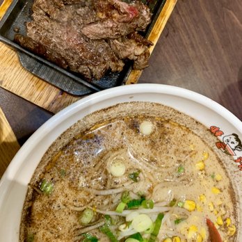 Ajisen Ramen - I believe this is with the miso broth + grilled steak on the side - Ramen Near Me - Markham, Ontario