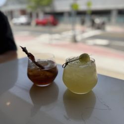 The Wayward Kitchen & Cocktails - Honeydew margarita and a bourbon baconator