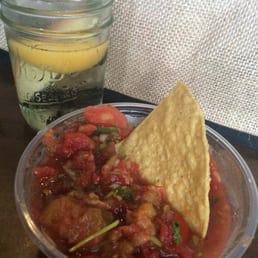Mason jar sangria with chips & salsa Mason jar sangria with chips & salsa