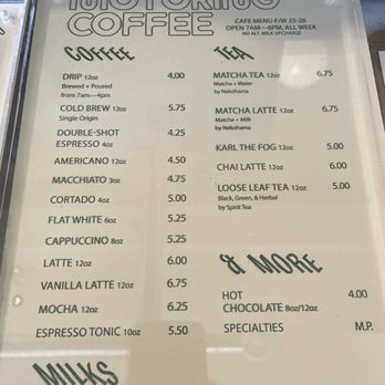 Motoring Coffee - Menu - Coffee & Tea Near Me - San Francisco, California Motoring Coffee - Menu - Coffee & Tea Near Me - San Francisco, California