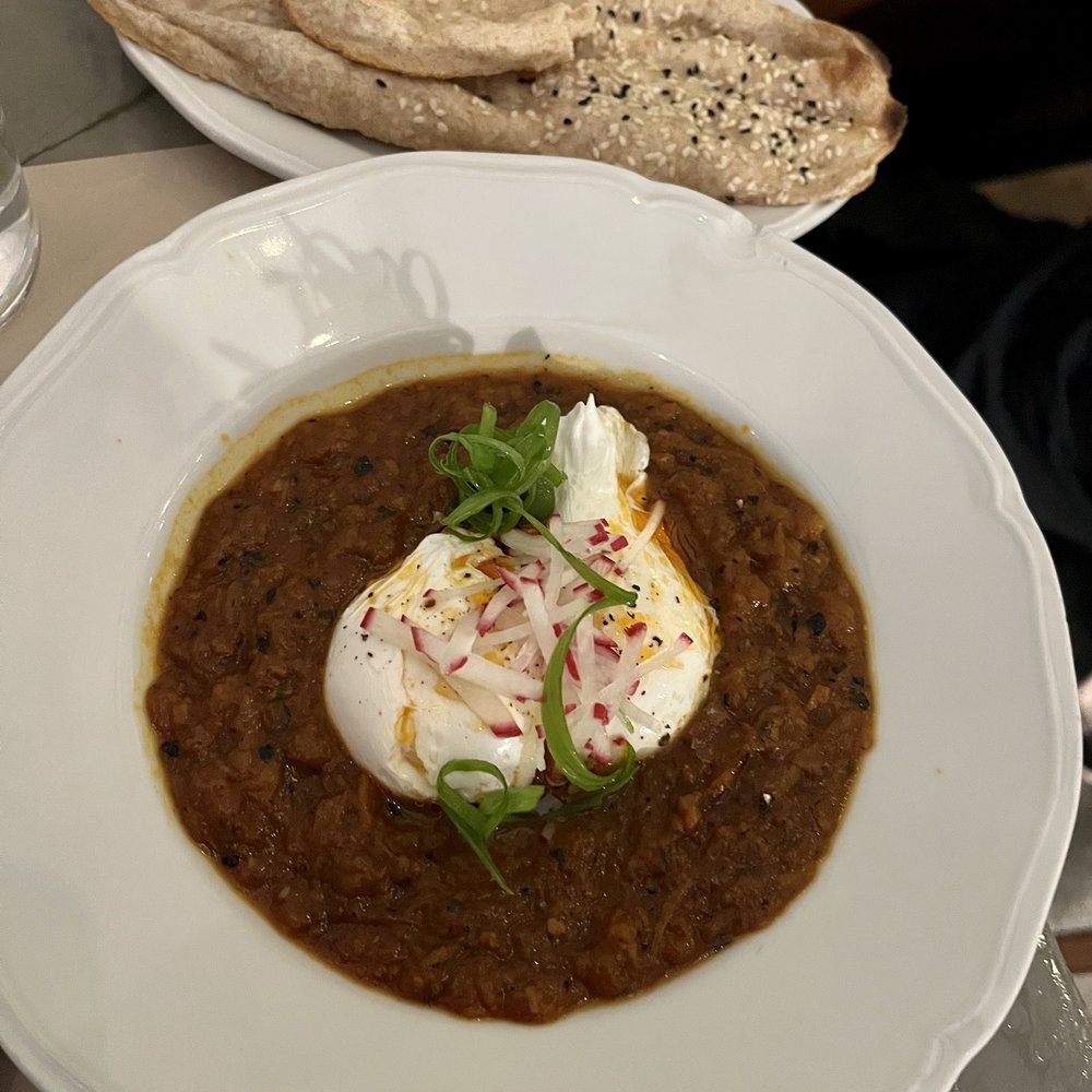 Sofreh - Smoked eggplant with poached eggs - Persian/Iranian Near Me - Brooklyn, New York