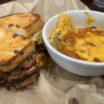 Pork Belly's Eatery and Catering - Pork Master with funeral potatoes.  It's a nice sammie. - American Near Me - St. George, Utah