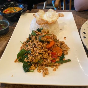 Marwin Thai Restaurant - Authentic grounded chicken basil with fried egg. - Thai Near Me - New York, New York Marwin Thai Restaurant - Authentic grounded chicken basil with fried egg. - Thai Near Me - New York, New York