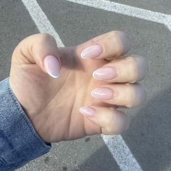 Spa Nails - Full set almond thin French tip - Nail Salons Near Me - Louisville, Kentucky Spa Nails - Full set almond thin French tip - Nail Salons Near Me - Louisville, Kentucky